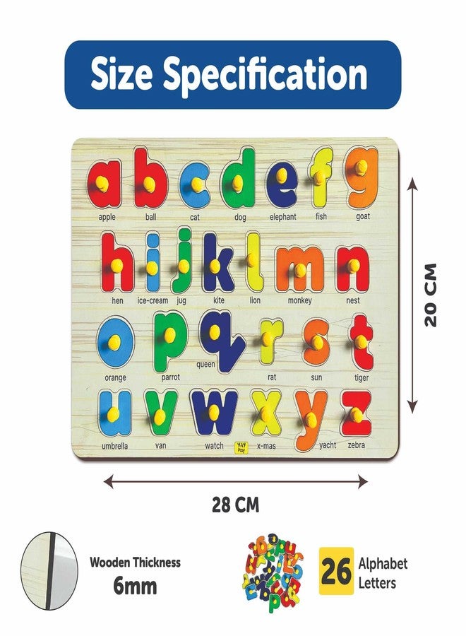 YaYplay Yay Play Small ABCD Knob and Pegged Puzzle for Kids 2+ Years, Preschool Learning Educational Wooden Small Letter Alphabets Board - Image 2